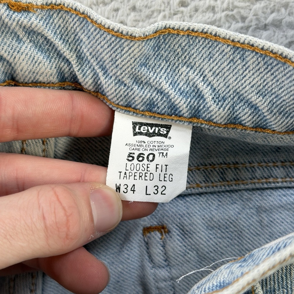 Vintage Levis Jeans Mens 34x32 Orange Tab 560 Loose Fit Tapered Leg Denim 90s - Picture 3 of 10